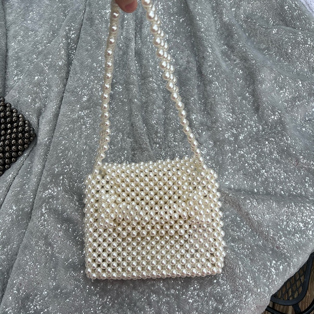 Nordstrom Topshop White Pearl Beaded Mini Bag